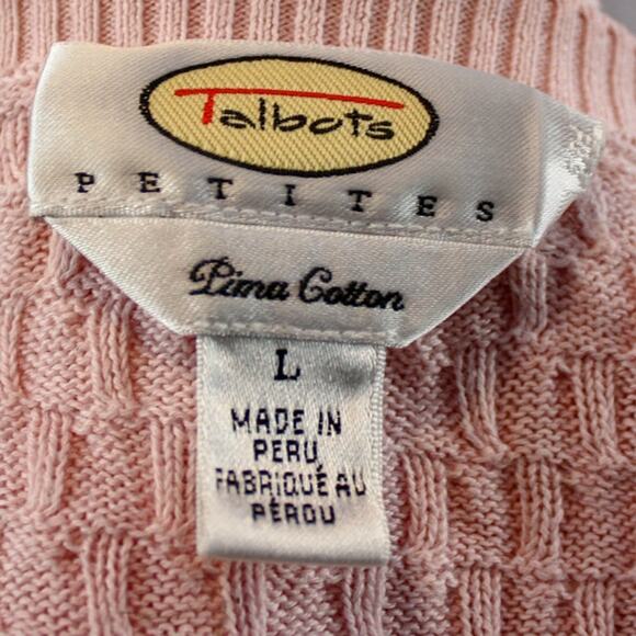 Talbots Pink Pima Cotton V Neck Pullover Sweater Petites L - Picture 3 of 3
